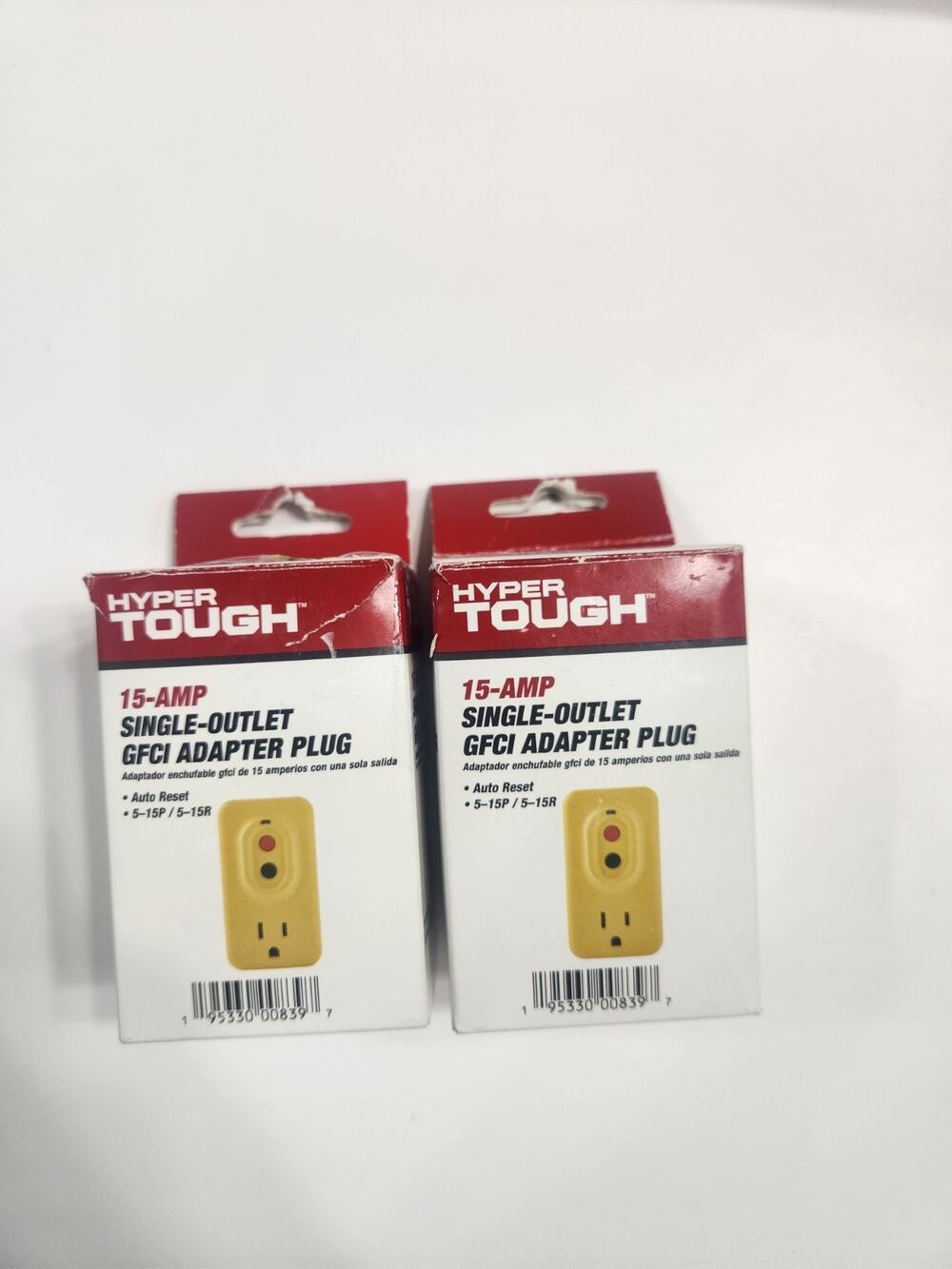 2X Hyper Tough 15 Amp Yellow GFCI Adapter Plug - Weather and Impact Resistant